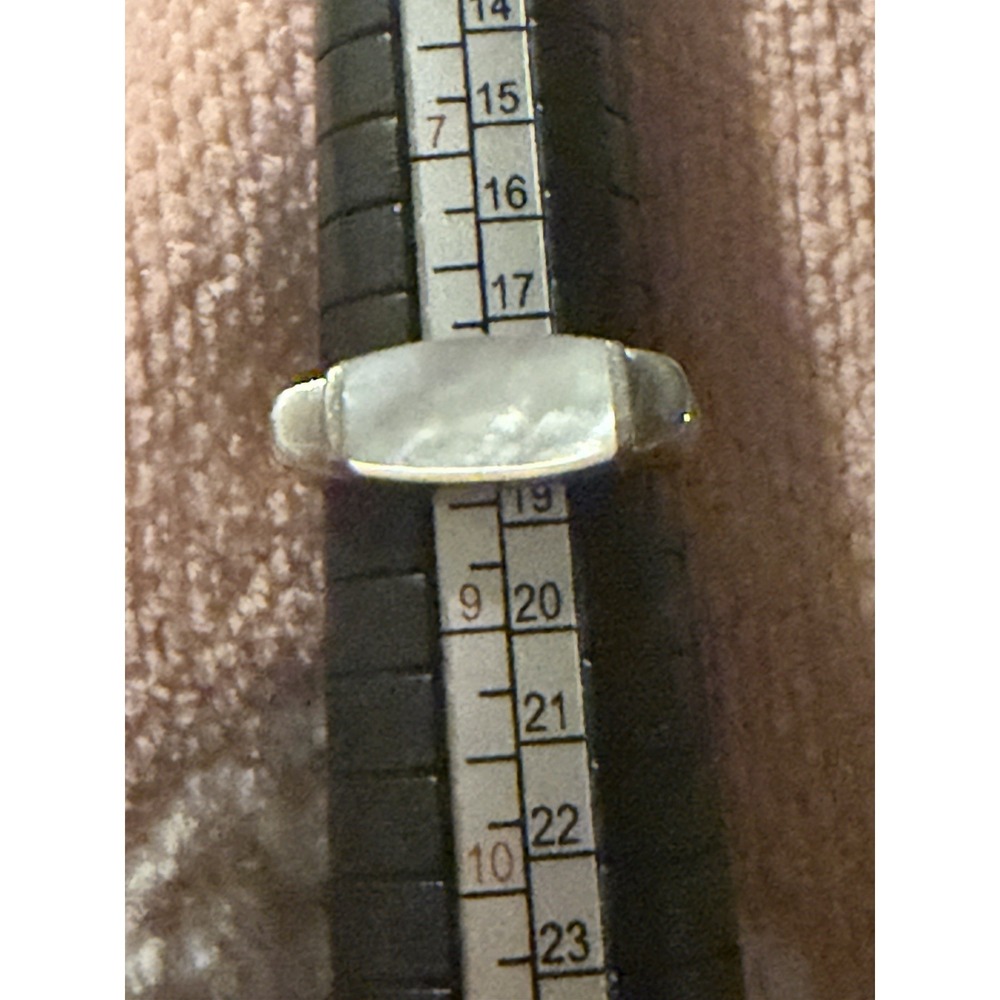 Vintage Modernist Sterling Silver Size 8 Mother Of Pearl 925 Ring  #420